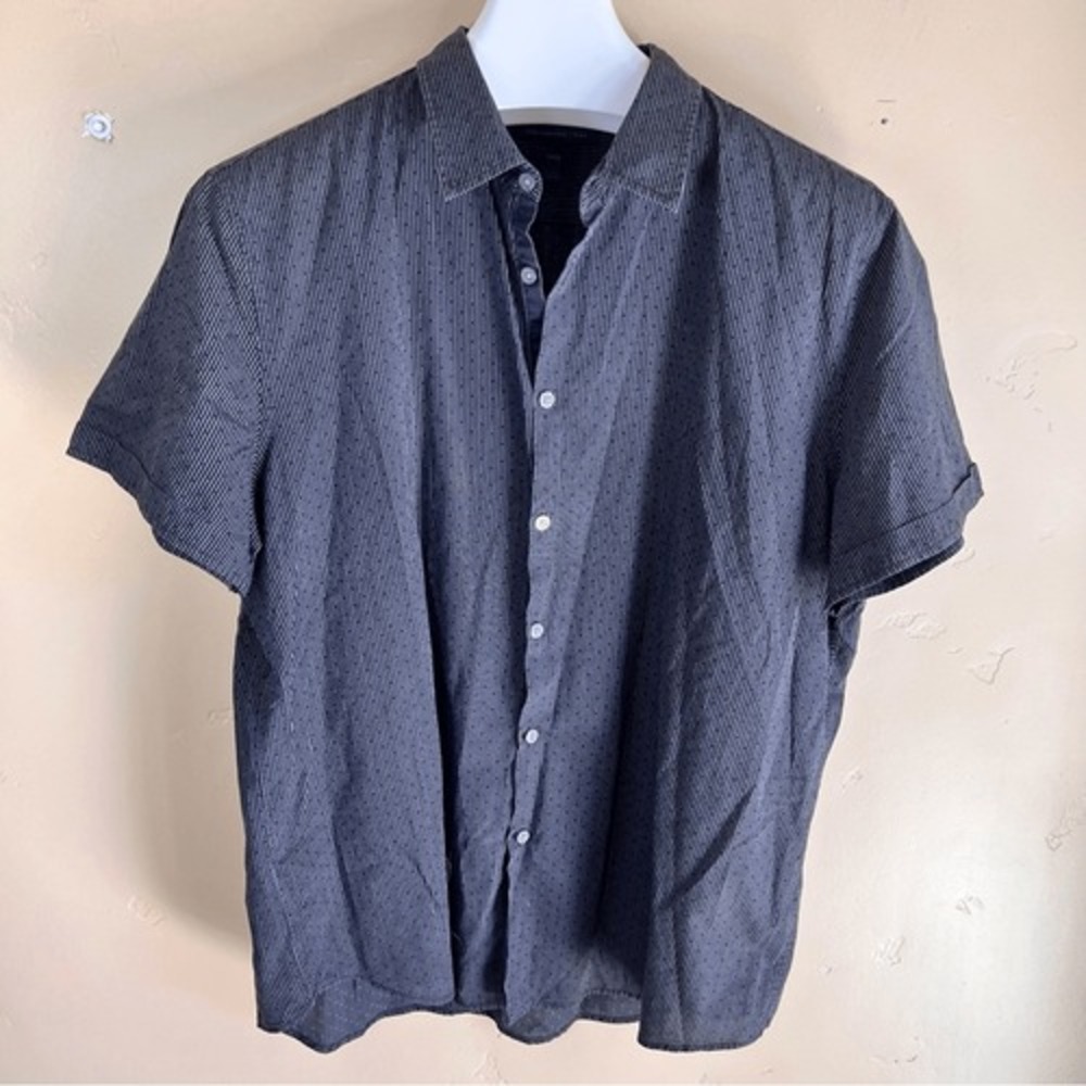 John Varvatos Luxe Mens Button Up Short Sleeve Top Size XXL Gray Business Casual